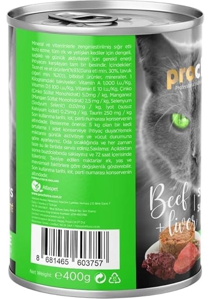 Prochoice Yetişkin Seçici Kediler Için, Tahılsız, Sığır Etli ve Ciğerli Ezme, 400 G x 12 Adet modelleri