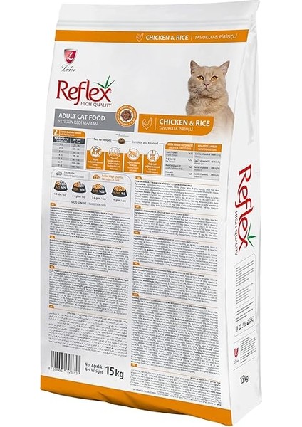 Reflex Tavuklu ve Pirinçli Yetişkin Kedi Maması 15 kg modelleri
