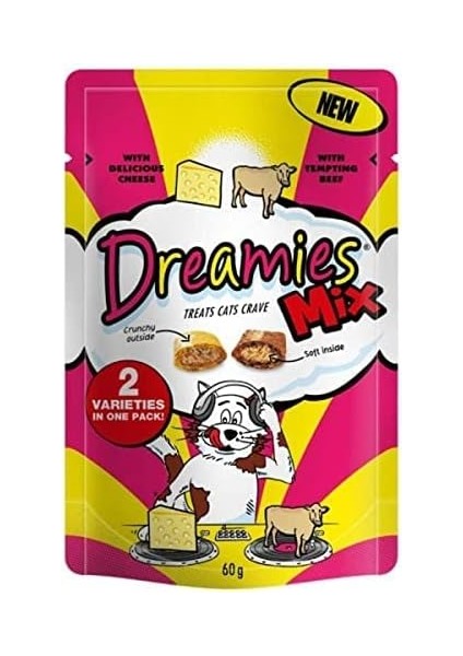 ‎Dreamies Dreamies Kuru Kedi Ödül Maması, Sığırlı ve Peynirli, 60 G indirimleri
