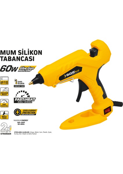 SGS5291 Elektirikli Mum Silikon Tabancası 60 Watt Kalın 10.8 - 11.5mm fiyatları