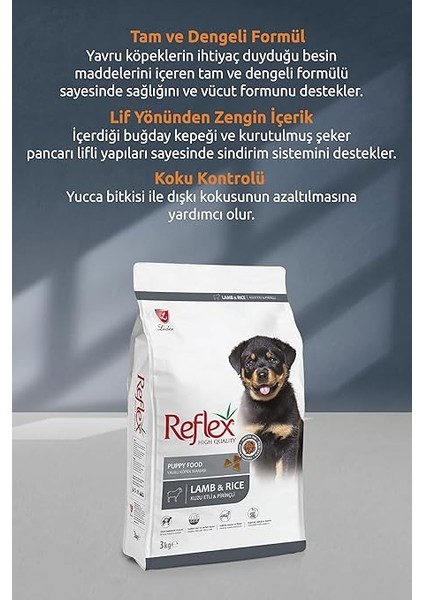 Reflex Puppy Lamb Kuzulu Yavru Köpek Maması, 15 kg fiyatları
