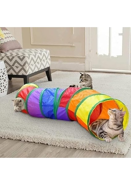 Tineke Kıvrımlı Kedi Tüneli Katlanır Gökkuşağı Uzun Kedi Köpek Oyun Tüneli Evcil Hayvan Oyun Tüneli