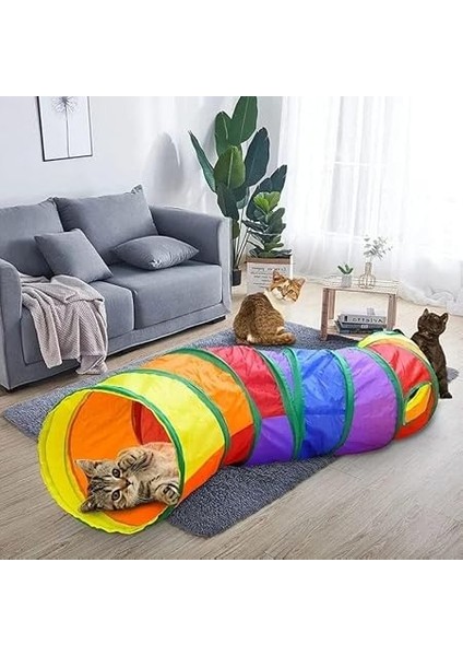 Tineke Kıvrımlı Kedi Tüneli Katlanır Gökkuşağı Uzun Kedi Köpek Oyun Tüneli Evcil Hayvan Oyun Tüneli