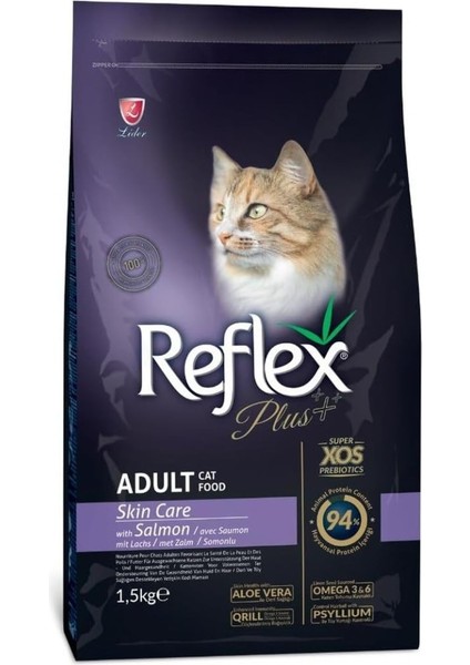Reflex Plus Skin Care Deri ve Tüy Bakımı Somonlu Yetişkin Kedi Maması 1,5 kg