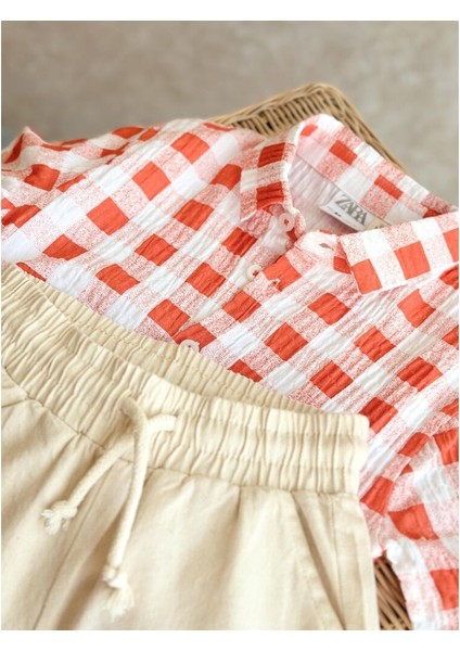 Erkek Çocuk Müslin Pötikare Gömlek ve Şort Alt Üst Takım (2-8 Yaş) fiyatları