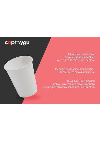 50 Adet Parti Bardağı, Beyaz Tek Kullanımlık Karton Bardak 16 Oz, Büyük Kağıt Bardak 400 Ml, Parti Ihtiyaçları, Çocuk Partisi, Sıcak ve Soğuk Içecekler, Çay, Kahve, Meyve Suyu