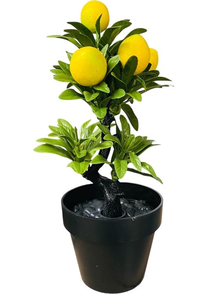 Yapay Çiçek Saksıda Limon Çiçeği Ev Dekor Süs Bitkisi