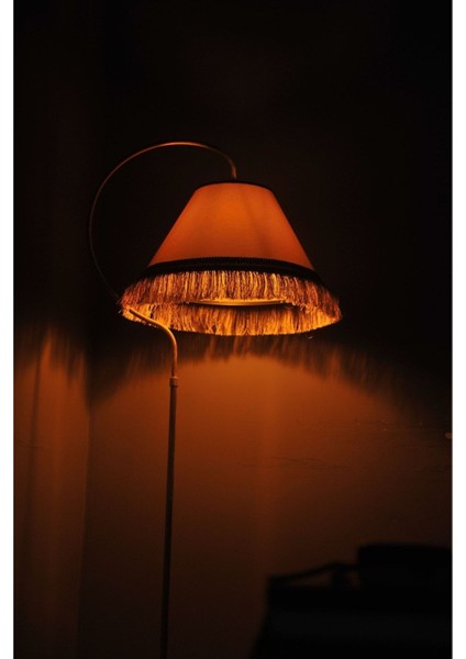 Aydınlatma Lambader Çise Krem Sarı Patine Abajur Krem Şapka Sarı Püsküllü