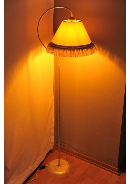 Aydınlatma Lambader Çise Krem Sarı Patine Abajur Krem Şapka Sarı Püsküllü fiyatları