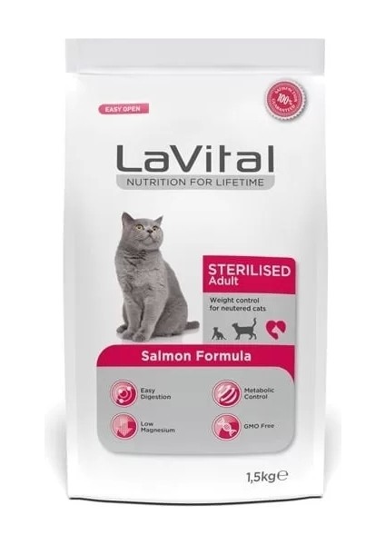 Lavital Sterilised Somonlu Kısırlaştırılmış Kedi Maması 1.5 kg