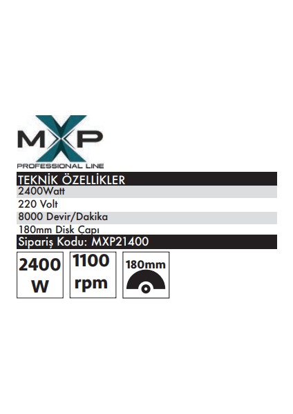 Max Extra MXP21400 - Profesonel Elektrikli Avuç Taşlama Makinesi 180MM fiyatları
