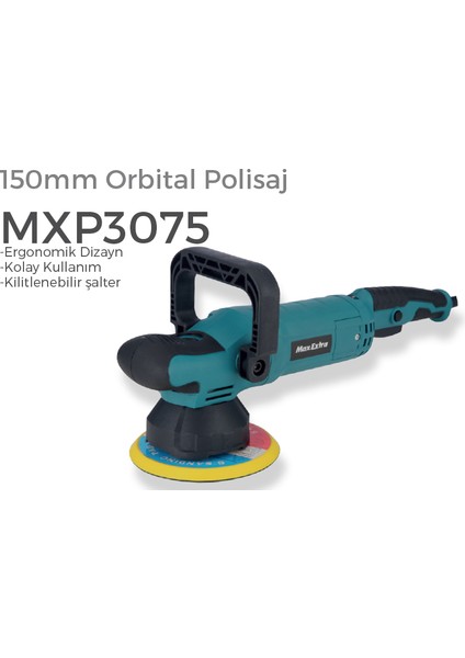 Max Extra MXP3075 - Profesyonel 150MM Orbital Polisaj Makinesi 1200 Watt