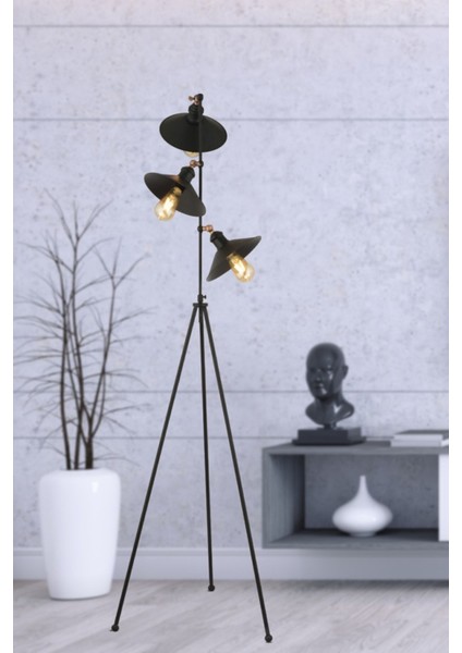 Violet 3lü Siyah Modern Tasarım Retro 3 Ayaklı Abajur Lamba Metal Lambader
