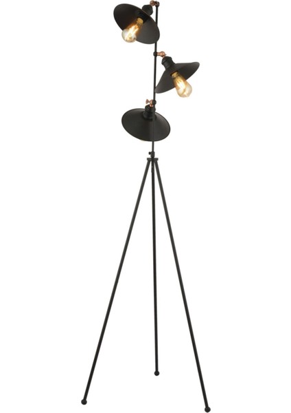 Violet 3lü Siyah Modern Tasarım Retro 3 Ayaklı Abajur Lamba Metal Lambader