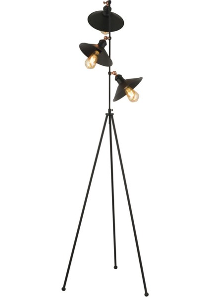 Violet 3lü Siyah Modern Tasarım Retro 3 Ayaklı Abajur Lamba Metal Lambader