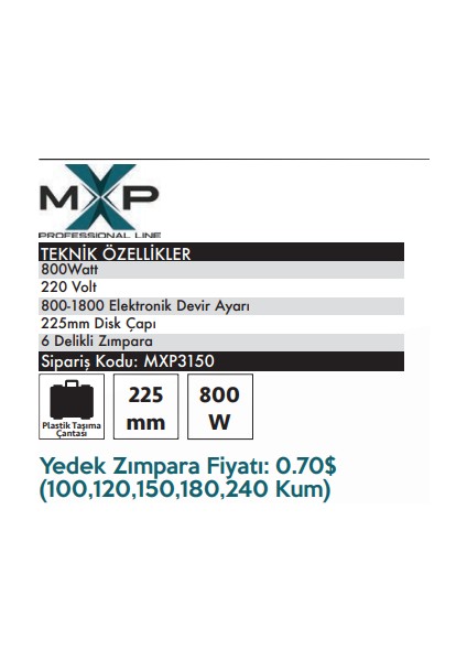 Max Extra MXP3150 - Profesyonel Alçıpan Duvar Zımpara 800 Watt - Toz Emme Özellikli