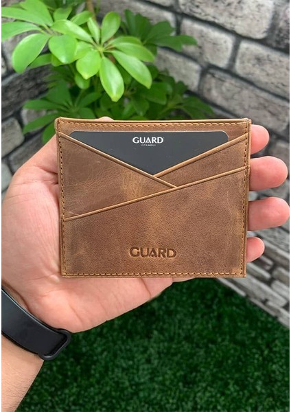 Hakiki Deri Antik Taba Unisex Kartlık (T1431)