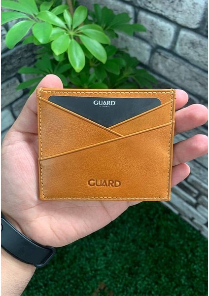 Hakiki Deri Antik Sarı Unisex Kartlık (T1432)