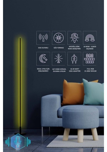 Sese Duyarlı - Kumandalı -Oda Aydınlatma Sistemi Full Rgb - Full Renk - Çok Özellik modelleri