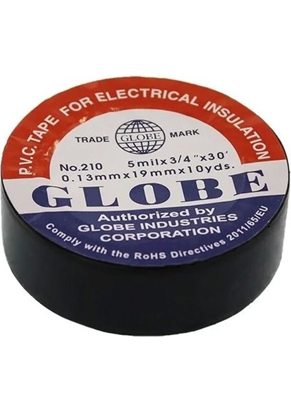 Globe Izole Bant Siyah 10LUK 0.13MMX19MM (4172)