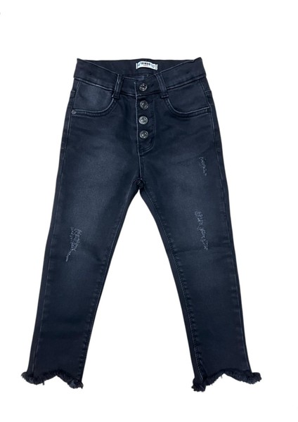 Paça Detaylı Kız Kot Pantolon