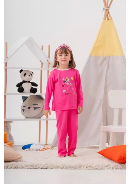 4-7 Yaş Heroıne Çanta ve Maskeli Kız Çocuk Pijama Takımı Gül Kurusu fırsatları