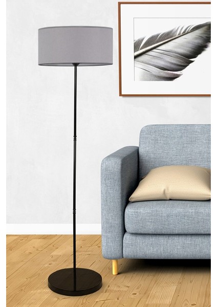 Metal Klasik Tek Ayaklı Lambader Siyah Gri 7405