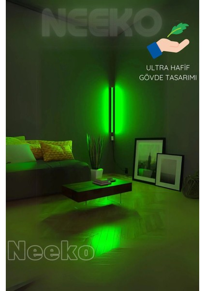 Uzaktan Kumandalı Köşe Rgb LED Abajur Aplik Gece Lambası Kumandalı