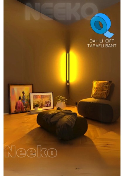 Uzaktan Kumandalı Köşe Rgb LED Abajur Aplik Gece Lambası Kumandalı