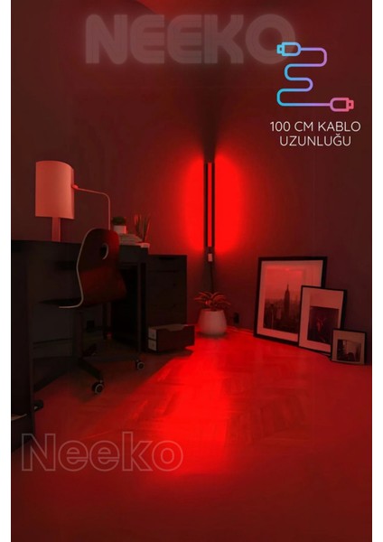 Uzaktan Kumandalı Köşe Rgb LED Abajur Aplik Gece Lambası Kumandalı