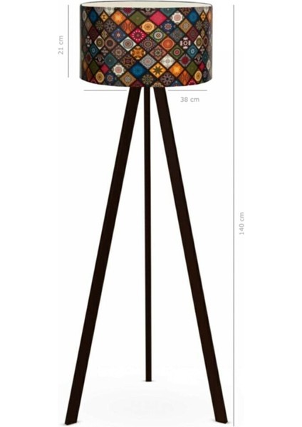 A&g Halı Desen Ahşap Tripod Ayaklı Lambader