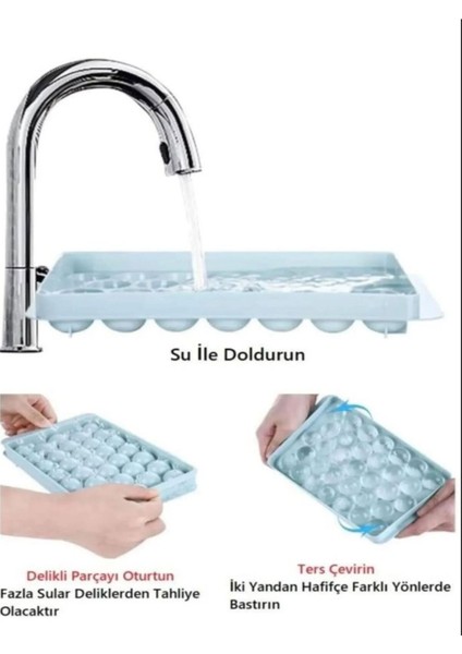 Luxury 2.5 cm Çap Yuvarlak Buz Küpü Yapma Tepsisi 33 Bölmeli Küre Top Buz Kalıbı Küplü Buzluk 20X12 cm 1 Adet modelleri
