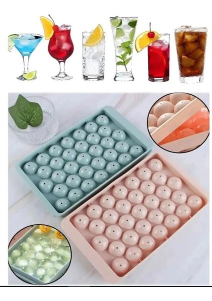 Luxury 2.5 cm Çap Yuvarlak Buz Küpü Yapma Tepsisi 33 Bölmeli Küre Top Buz Kalıbı Küplü Buzluk 20X12 cm 1 Adet fırsatları