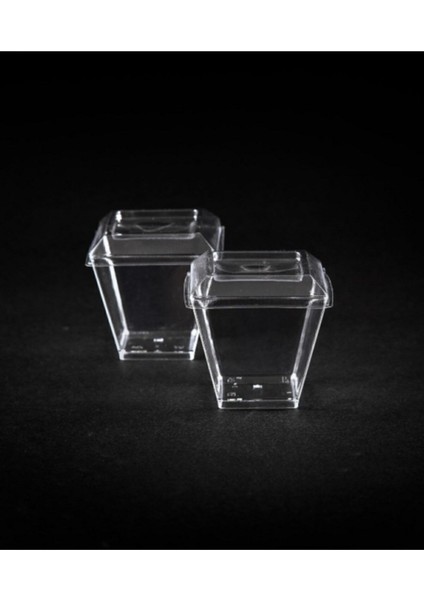 Luxury Plastik Akrilik Prizma Kübik Kase 120CC **12**adet - Kapaklı 1 Adet
