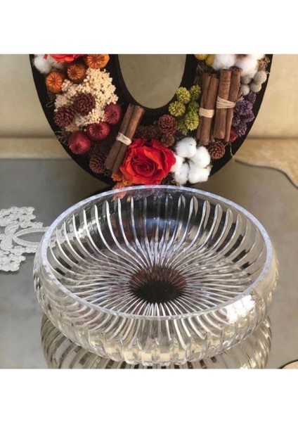 Luxury Yuvarlak Kesme Kristal Sunumluk 22CM 1 Adet