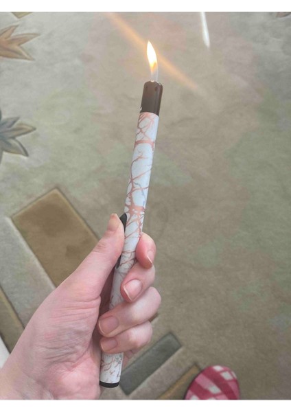 Luxury Metalik Mermer Desen Şamdan Mum Ocak Çakmagı 1 Adet