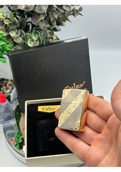Luxury Marka Çift Işlevli Premıum Gold Renk Benzinli ve Gazlı Çakmak +Benzin Hediyeli 1 Adet