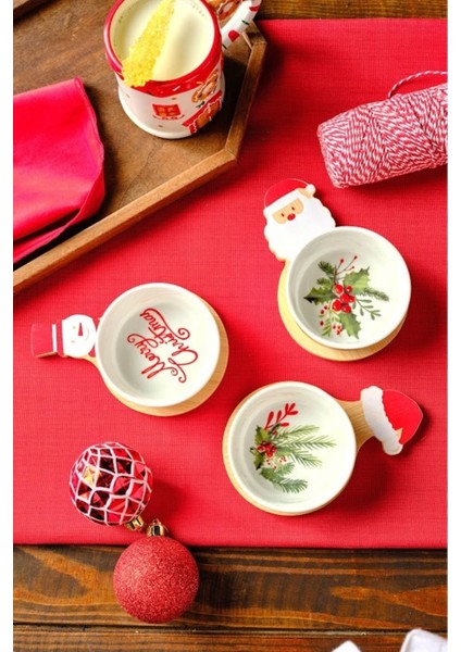 Luxury New Year Yılbaşı Bamboo Snack Noel Baba 3'lü Çerezlik 1 Adet