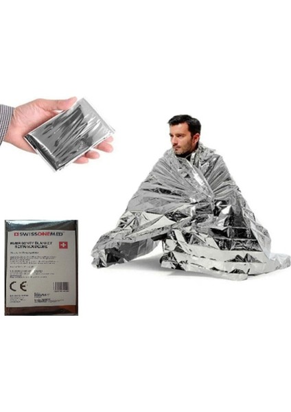 Luxury Medical Orjinal Acil Durum Termal Battaniye Isı Yalıtımlı 160X210CM 2 Adet Gümüş 1 Adet