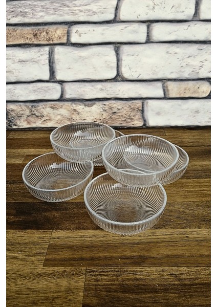 Luxury Çizgili Cam Çerezlik - Tatlı Tabağı-Kahvaltı Tabağı -6 Adet - 10CM x 3cm 1 Adet fiyatları