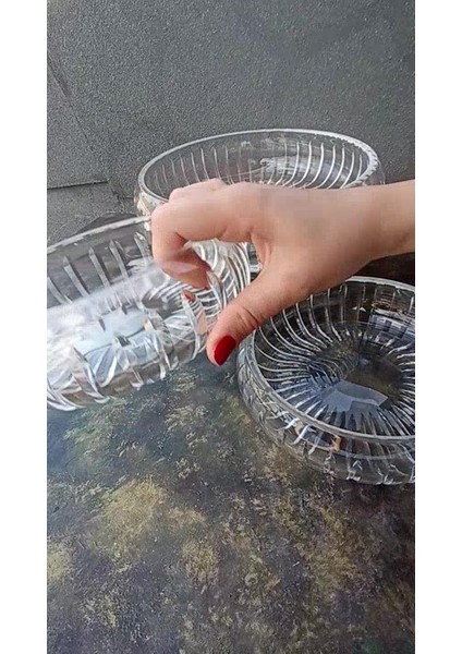 Luxury Kesme Kristal Cam Salata/ Sunum Kase Takımı 3 Adet 1 Adet