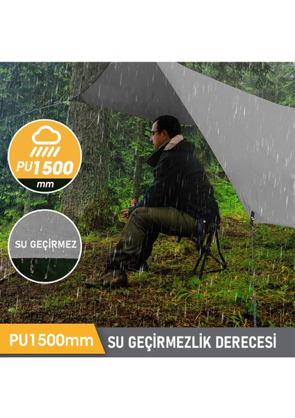 Luxury Su Geçirmez Tarp Gölgelik Örtü,yağmurluk Gölgelik Güneşilk 300X300 cm - Yeşil 1 Adet