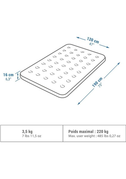Luxury Quechua Şişme Yatak - 2 Kişilik - 120 cm - Air Basic 1 Adet fiyatları