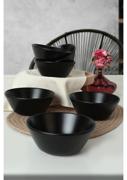 Luxury Mat Siyah Hitit Çorba Kasesi 14 cm 6 Adet 1 Adet modelleri