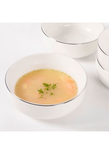 Luxury Güral Porselen Bilbao 4 Parça 13 cm Yeni Kase Gümüş Yaldız 1 Adet