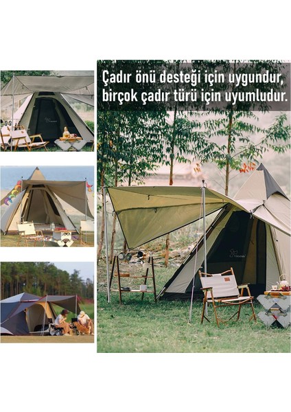 Luxury Tarp Kamp Direkleri, 2`li Set Teleskopik Alüminyum Tente Çadır Gölgelik Branda Direkleri Gümüş 1 Adet
