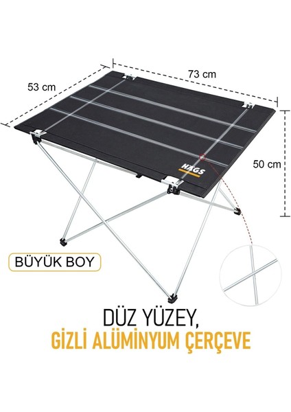 Luxury Ultralight Katlanır Kamp Masası, Piknik, Bbq, Balıkçılık, Avcılık, Plaj Için Büyük Siyah 1 Adet