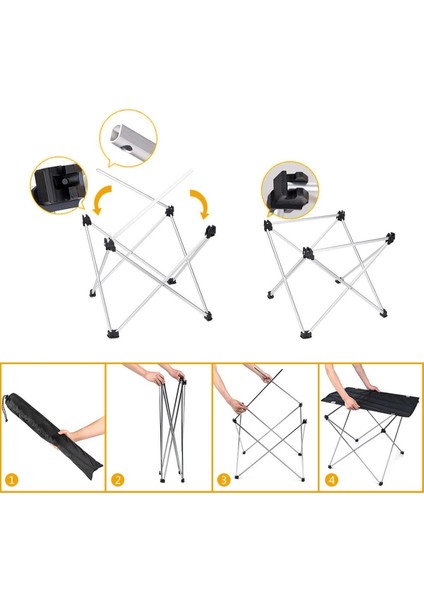 Luxury Ultralight Katlanır Kamp Masası, Piknik, Bbq, Balıkçılık, Avcılık, Plaj Için Büyük Siyah 1 Adet