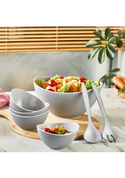 Luxury Mithra Life 7 Parça Gri Servis Sunum Salata Hazırlık Seti MIT1091 1 Adet