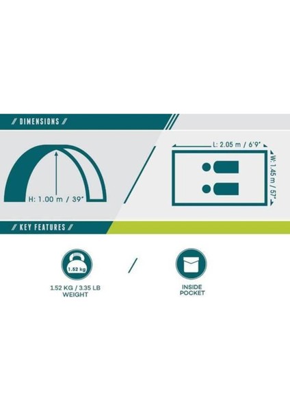 Luxury Pavillo 68084 Cooldome 2 Kişilik Kamp Çadırı (145*205*100CM) 1 Adet indirimleri